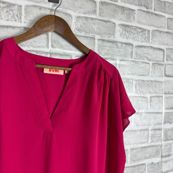 EVRI Vibrant Tempered Rose 100% PolyesterV-Neck Pullover Blouse Womens Plus 0x - Picture 2 of 8